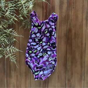 GK Purple and Black Kids Leotard